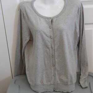 Nautica Grey Long Sleeve Cardigan Sweater 100% Cotton Casual Office Travel XL